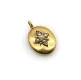 Victorian 14K Gold Locket with Floral Pearl and Enamel Decoration locket Kirsten's Corner 