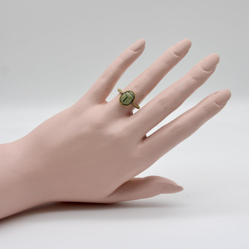 Victorian 14K Gold Egyptian Revival Scarab Swivel Ring jewelry Kirsten's Corner 