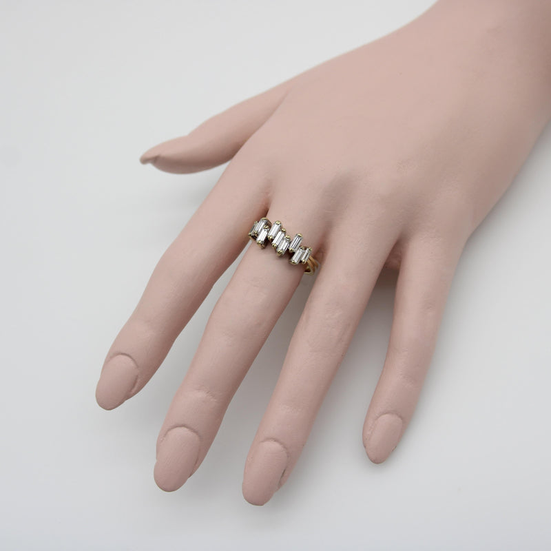 Vintage 18K Gold Staggered Baguette Diamond Ring jewelry Kirsten's Corner 