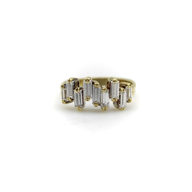 Vintage 18K Gold Staggered Baguette Diamond Ring jewelry Kirsten's Corner 