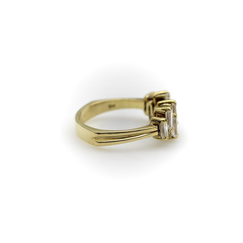 Vintage 18K Gold Staggered Baguette Diamond Ring jewelry Kirsten's Corner 