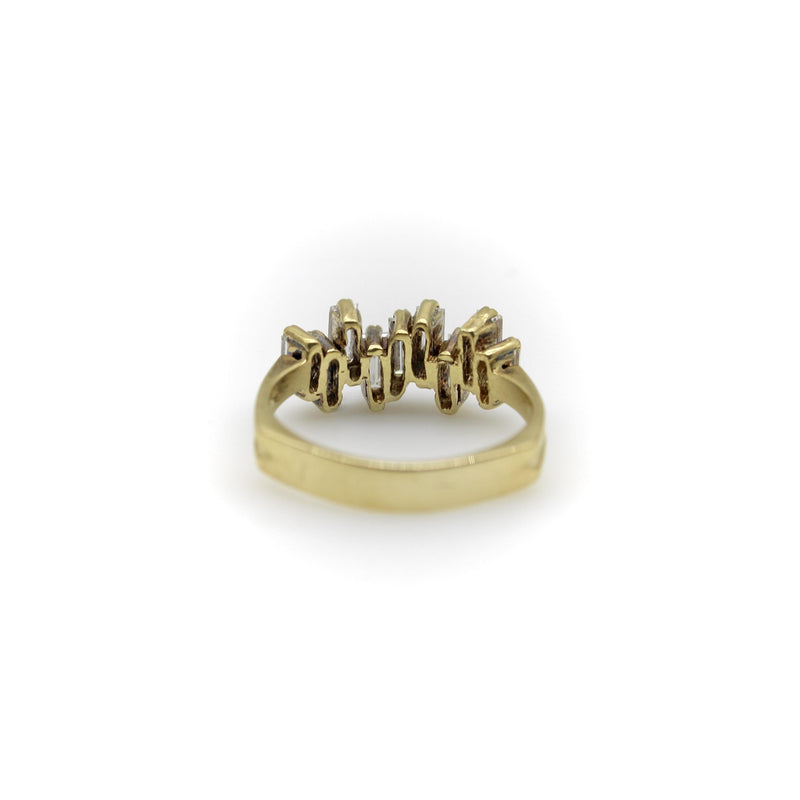 Vintage 18K Gold Staggered Baguette Diamond Ring jewelry Kirsten's Corner 
