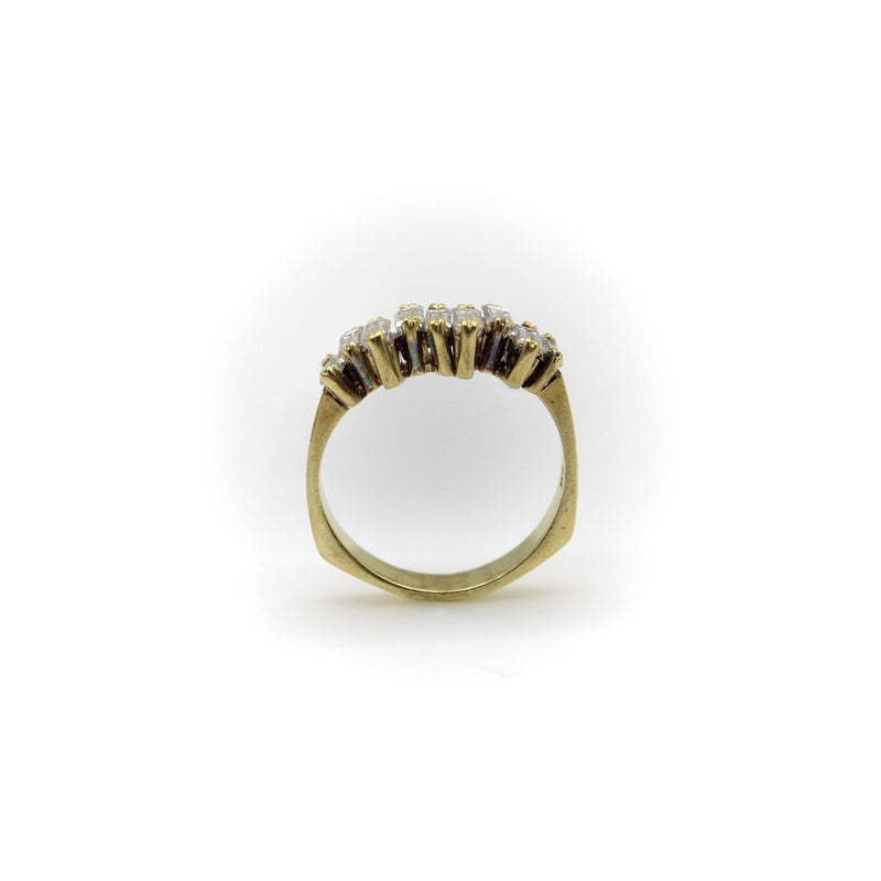 Vintage 18K Gold Staggered Baguette Diamond Ring jewelry Kirsten's Corner 