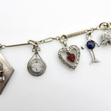 Art Deco 14K Gold and Platinum Diamond and Gem Set Charm Bracelet Kirsten's Corner 