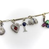 Art Deco 14K Gold and Platinum Diamond and Gem Set Charm Bracelet Kirsten's Corner 