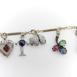 Art Deco 14K Gold and Platinum Diamond and Gem Set Charm Bracelet Kirsten's Corner 