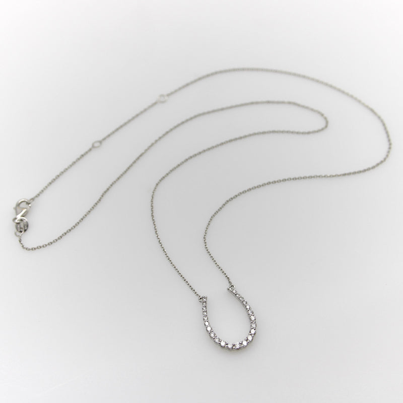 14K White Gold Diamond Encrusted Horseshoe Pendant jewelry Kirsten's Corner 