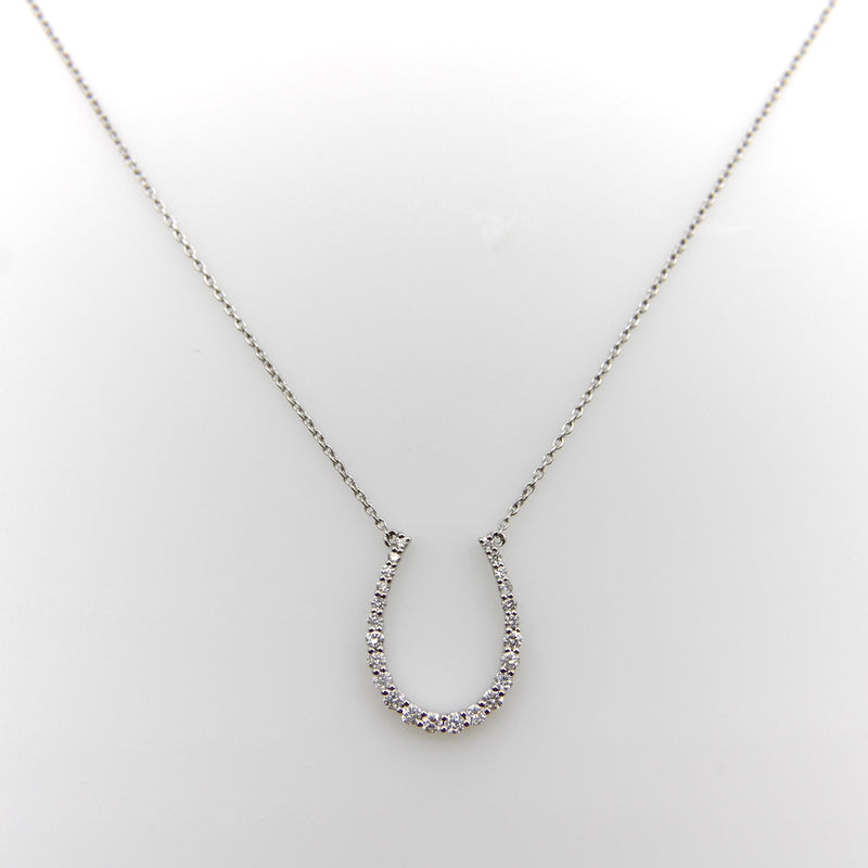 14K White Gold Diamond Encrusted Horseshoe Pendant jewelry Kirsten's Corner 