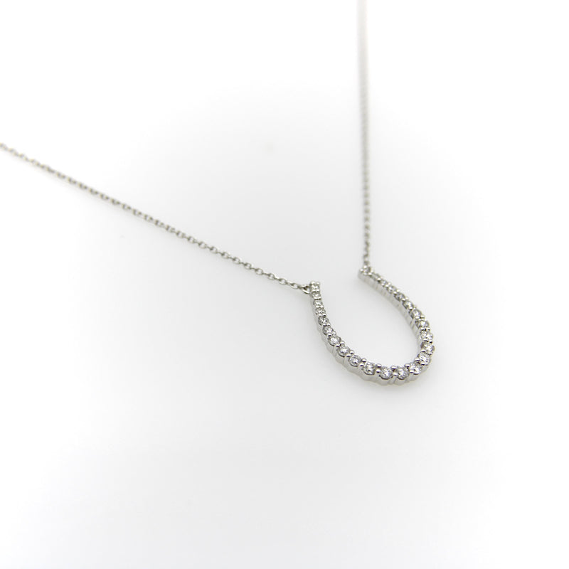 14K White Gold Diamond Encrusted Horseshoe Pendant jewelry Kirsten's Corner 