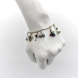 Art Deco 14K Gold and Platinum Diamond and Gem Set Charm Bracelet Kirsten's Corner 