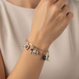 Art Deco 14K Gold and Platinum Diamond and Gem Set Charm Bracelet Kirsten's Corner 