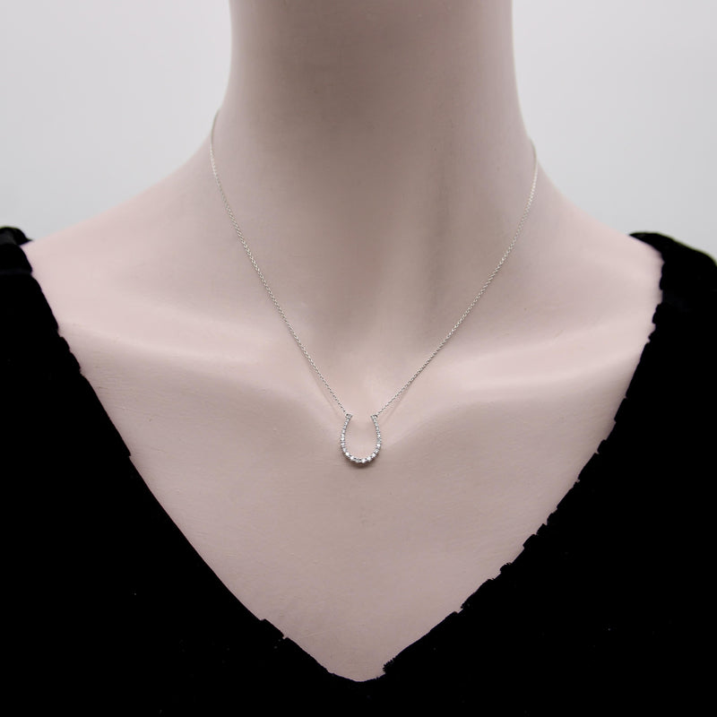14K White Gold Diamond Encrusted Horseshoe Pendant jewelry Kirsten's Corner 