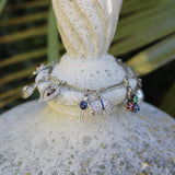 Art Deco 14K Gold and Platinum Diamond and Gem Set Charm Bracelet Kirsten's Corner 