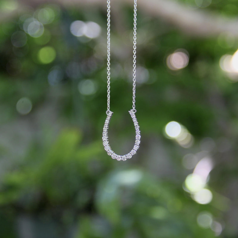 14K White Gold Diamond Encrusted Horseshoe Pendant jewelry Kirsten's Corner 
