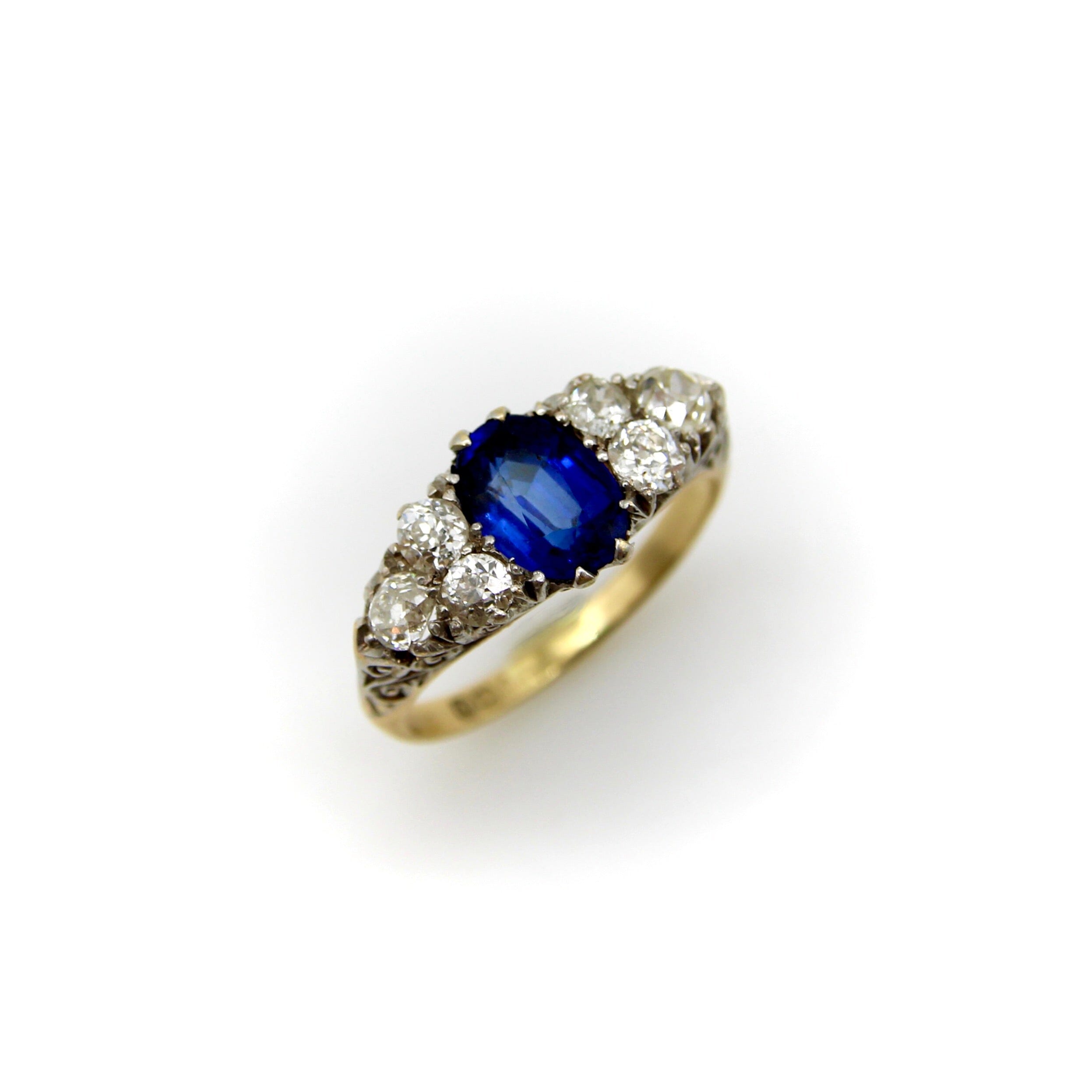 Edwardian 18K & Platinum Sapphire Diamond Ring | Kirsten's Corner ...