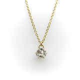 0.60 Carat Antique Old European Cut Diamond and 14K Gold Necklace