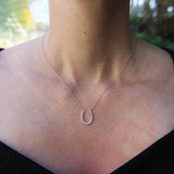 14K White Gold Diamond Encrusted Horseshoe Pendant jewelry Kirsten's Corner 
