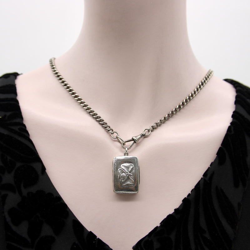 Sterling Silver Georgian Rectangular Vinaigrette with Bas Relief Clover Objects of Vertu Kirsten's Corner 