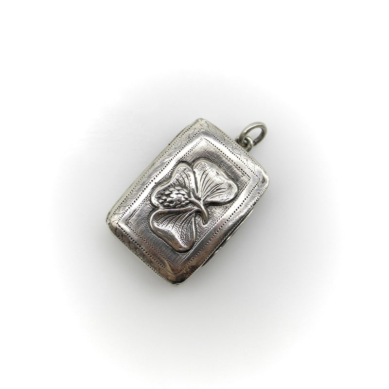 Sterling Silver Georgian Rectangular Vinaigrette with Bas Relief Clover Objects of Vertu Kirsten's Corner 