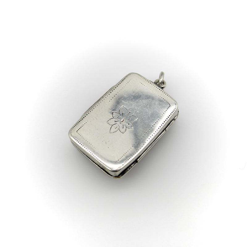 Sterling Silver Georgian Rectangular Vinaigrette with Bas Relief Clover Objects of Vertu Kirsten's Corner 