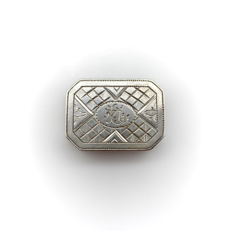Sterling Silver Georgian Octagonal Vinaigrette with Engraved Latticework Objects of Vertu Kirsten's Corner 