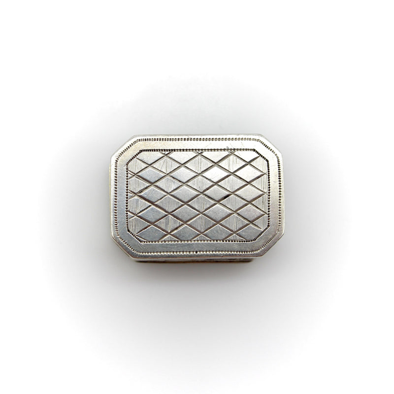 Sterling Silver Georgian Octagonal Vinaigrette with Engraved Latticework Objects of Vertu Kirsten's Corner 
