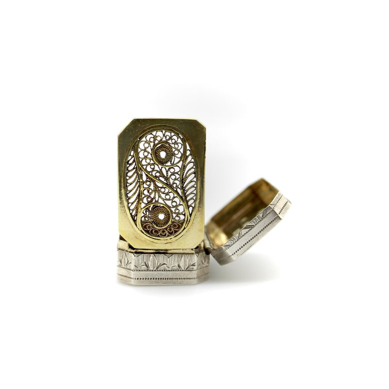 Sterling Silver Georgian Octagonal Vinaigrette with Engraved Latticework Objects of Vertu Kirsten's Corner 