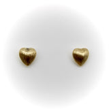 Vintage 14K Gold Puffy Heart Florentine Finish Stud Earrings