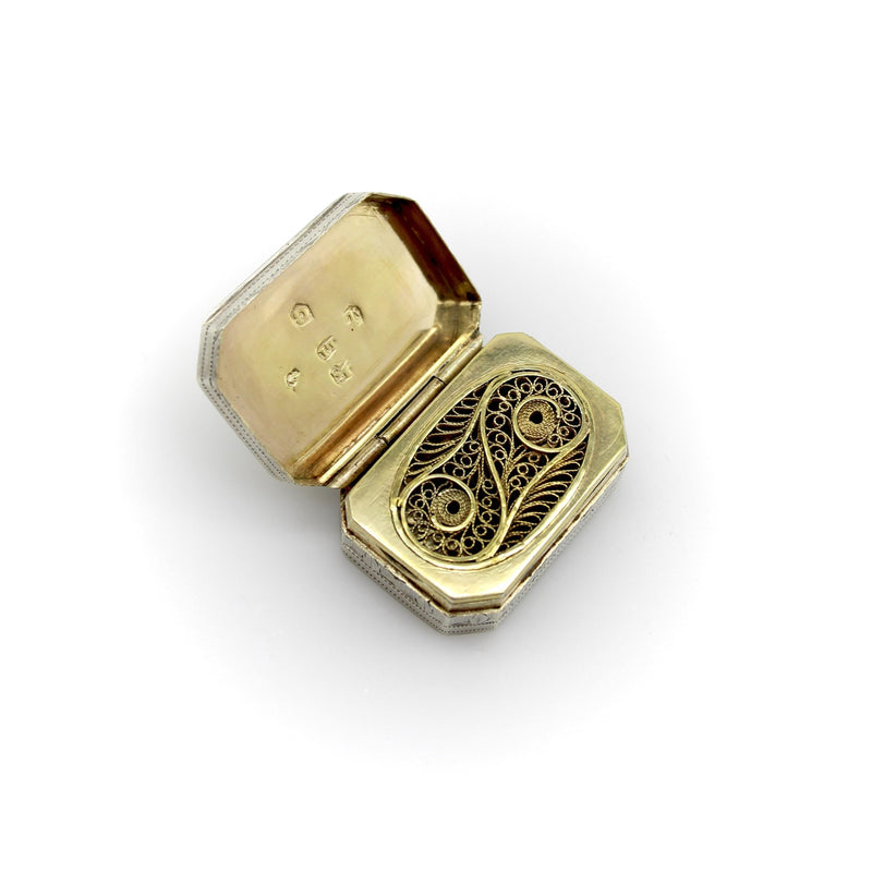 Sterling Silver Georgian Octagonal Vinaigrette with Engraved Latticework Objects of Vertu Kirsten's Corner 