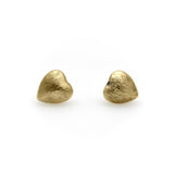 Vintage 14K Gold Puffy Heart Florentine Finish Stud Earrings