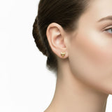 Vintage 14K Gold Puffy Heart Florentine Finish Stud Earrings Kirsten's Corner 