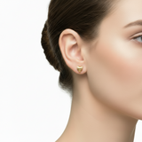 Vintage 14K Gold Puffy Heart Florentine Finish Stud Earrings