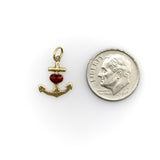 14K Gold Anchor and Enameled Red Heart Pendant Charm jewelry Kirsten's Corner 