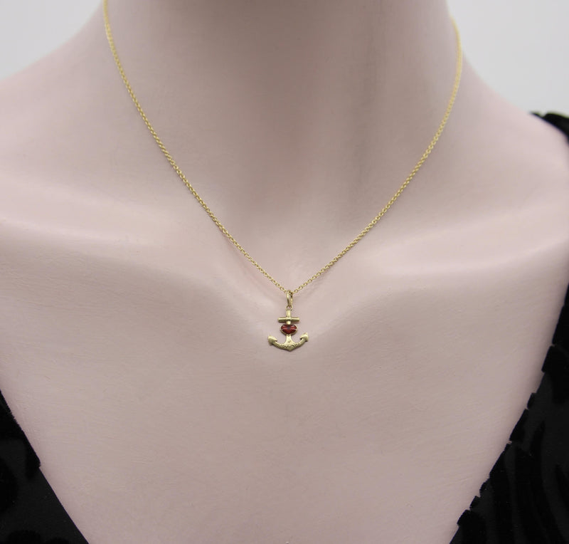 14K Gold Anchor and Enameled Red Heart Pendant Charm jewelry Kirsten's Corner 