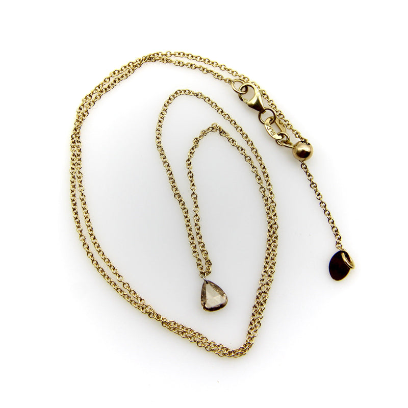 Dangling Cognac Colored Rose Cut Diamond on 14K Gold Chain Necklace Kirsten's Corner 