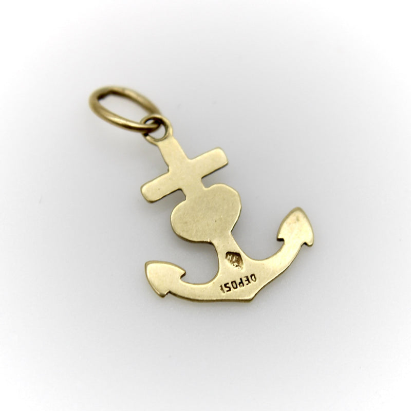 14K Gold Anchor and Enameled Red Heart Pendant Charm jewelry Kirsten's Corner 