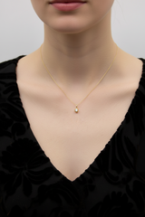 18K Gold Pear-Shaped Diamond in Collet Setting on a 16” Chain