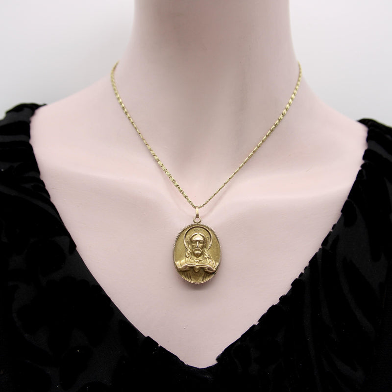 Victorian 10K Gold Our Lady of Perpetual Help & Sacred Heart Pendant Kirsten's Corner 