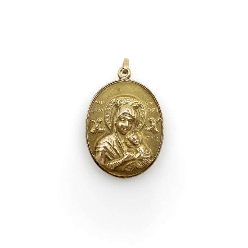 Victorian 10K Gold Our Lady of Perpetual Help & Sacred Heart Pendant Kirsten's Corner 