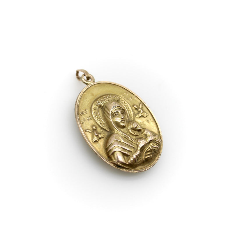 Victorian 10K Gold Our Lady of Perpetual Help & Sacred Heart Pendant Kirsten's Corner 