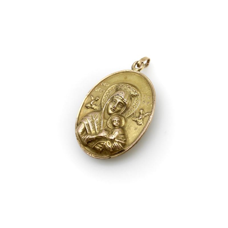Victorian 10K Gold Our Lady of Perpetual Help & Sacred Heart Pendant Kirsten's Corner 