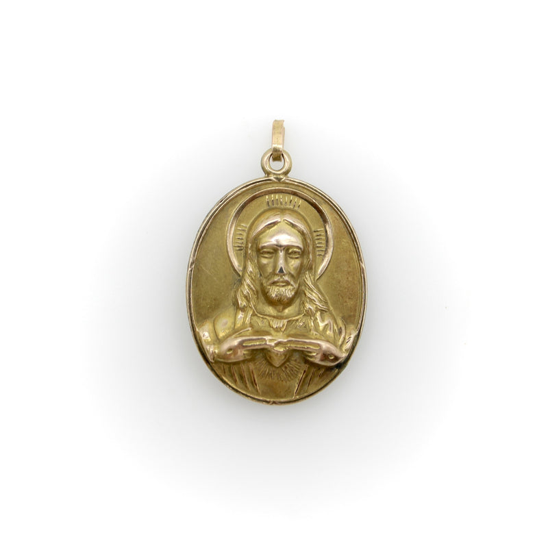 Victorian 10K Gold Our Lady of Perpetual Help & Sacred Heart Pendant Kirsten's Corner 
