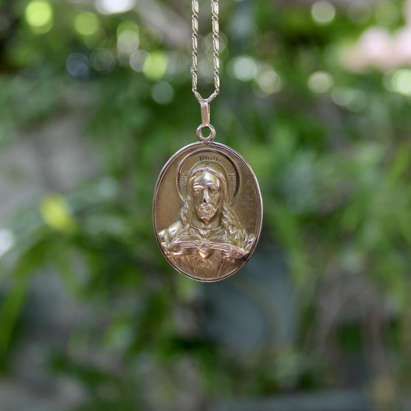 Victorian 10K Gold Our Lady of Perpetual Help & Sacred Heart Pendant Kirsten's Corner 