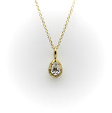 18K Gold Pear-Shaped Diamond in Collett Setting on a 16” Chain Kirsten's Corner 