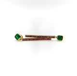 18K Gold Zambian Emerald and Ruby Dangle Earrings earrings Kirsten's Corner 