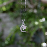 14K White Gold Moon and Star Diamond Necklace jewelry Kirsten's Corner 