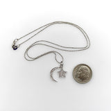 14K White Gold Moon and Star Diamond Necklace jewelry Kirsten's Corner 