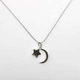 14K White Gold Moon and Star Diamond Necklace jewelry Kirsten's Corner 