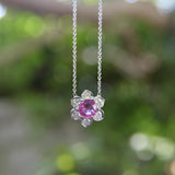 Vintage Platinum Pink Sapphire and Diamond Necklace jewelry Kirsten's Corner 