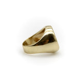 Vintage White Chalcedony Eagle Intaglio 14K Gold Signet Ring